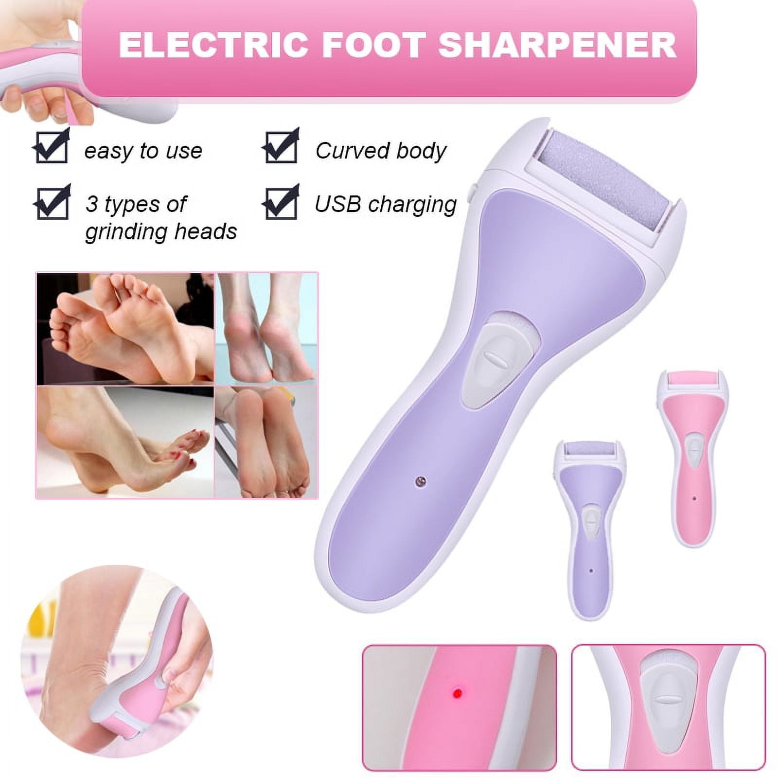 Electric Nail Repairer Set,Rechargeable Electric Foot File,Professional Feet Care for Cracked Heels (Pink)