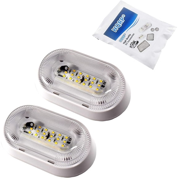 HQRP 2-Pack RV LED Porch 12V Lumen Exterior Outdoor Utility Lights Replacement Trailer Camper Motorhome Lighting Fixtures