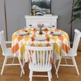 thumbnail image 2 of Orange Yellow Checkerboard Checkered Pattern Round Tablecloth 60"x60",Wrinkle Wipeable Table Cloth for Kitchen Dining Room Picnic Patio Party, 2 of 6