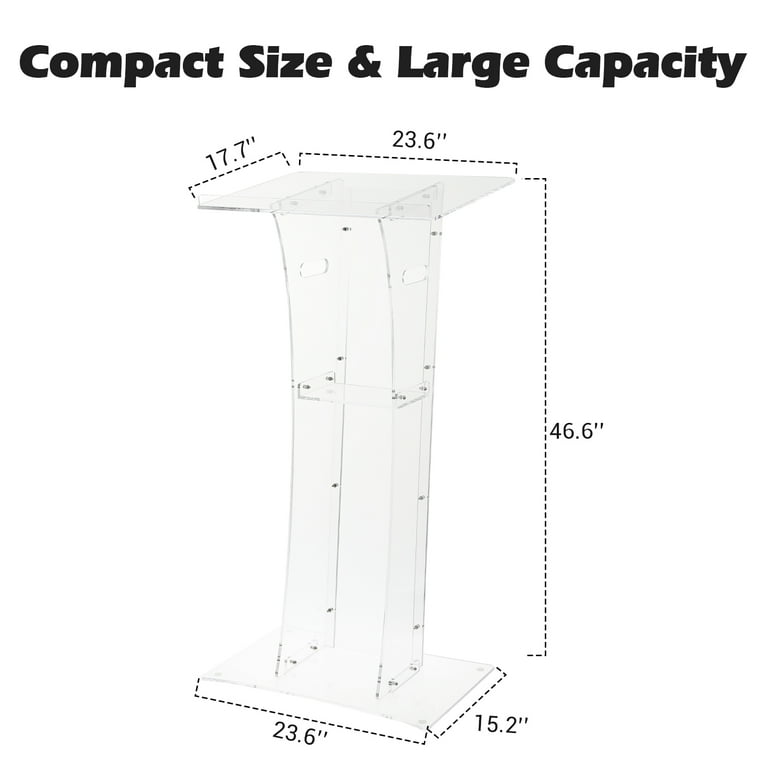 Odern Acrylic Podiu Lectern With LED Lighting - Acrylic Podiu Lectern, Clear Acrylic Podiu