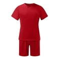 thumbnail image 2 of PEASKJP Mens' Short Sets Men's Fashion Short Sets Outfits 2 Piece Summer Polo Shirt and Shorts Sets (Red,L), 2 of 4