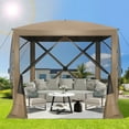 thumbnail image 3 of HOTEEL 6x6 ft Pop Up Gazebo Screen House Tent for Camping with and Mosquito Netting, Waterproof, UV Resistant, Portable Carry Bag, for Outdoor Camping, Lawn and Backyard, Khaki, 3 of 11