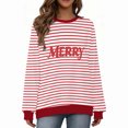 thumbnail image 5 of ZUKMRJPC Christmas Sweatshirt for Women and Men Long Sleeve Fashion Striped Print Crewneck Sweatshirts Holiday Comfy Fleece Lined Tops, 5 of 7
