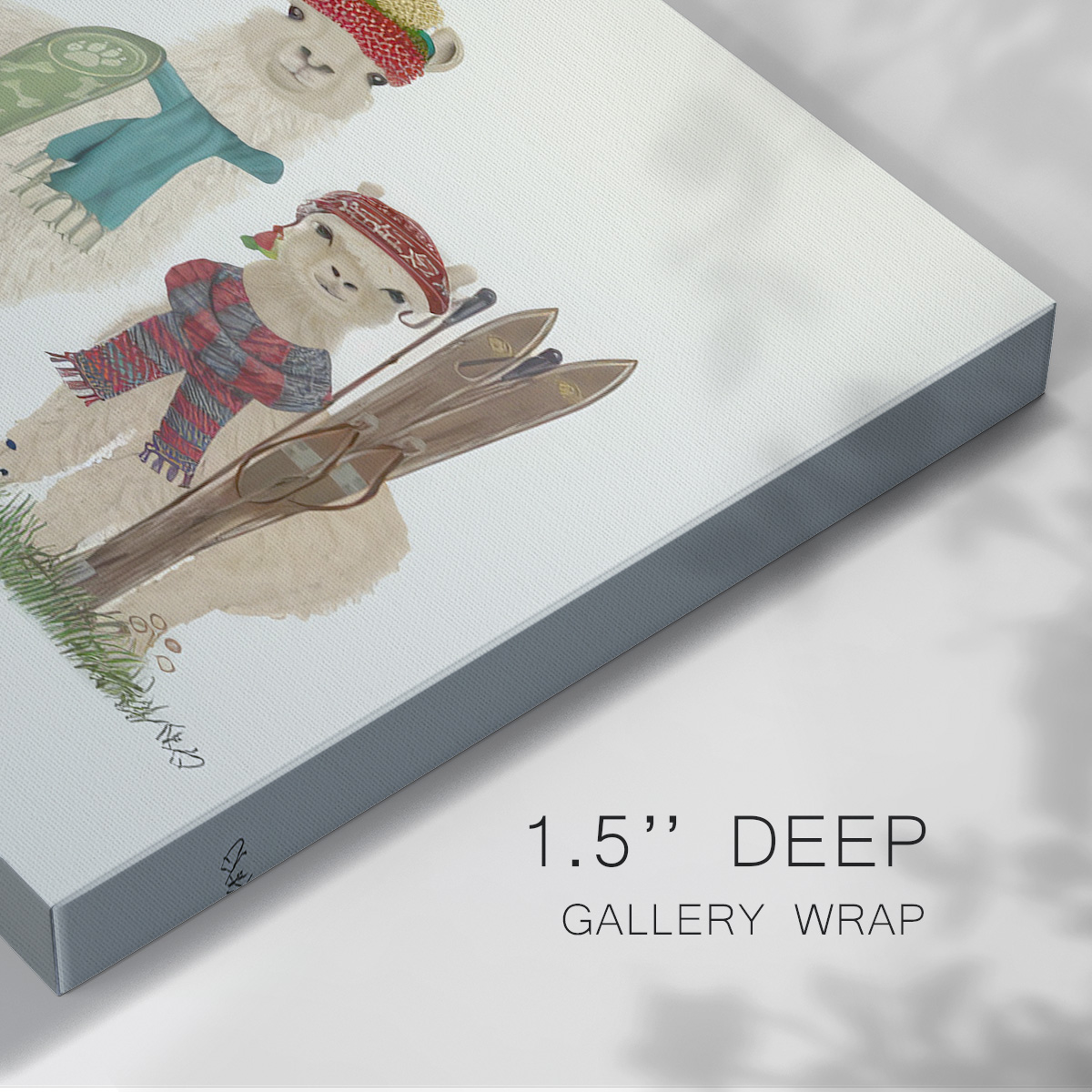 Llama Family Winter Sports- Gallery Wrapped Canvas