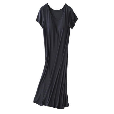 

Fymall Women s Nightdress With Chest Pad Nightgown Short Sleeve Sleepwear