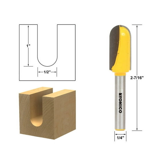 Yonico Core Box Router Bit - Long Reach - 1/2"W X 1"H - 1/4" Shank 14163q
