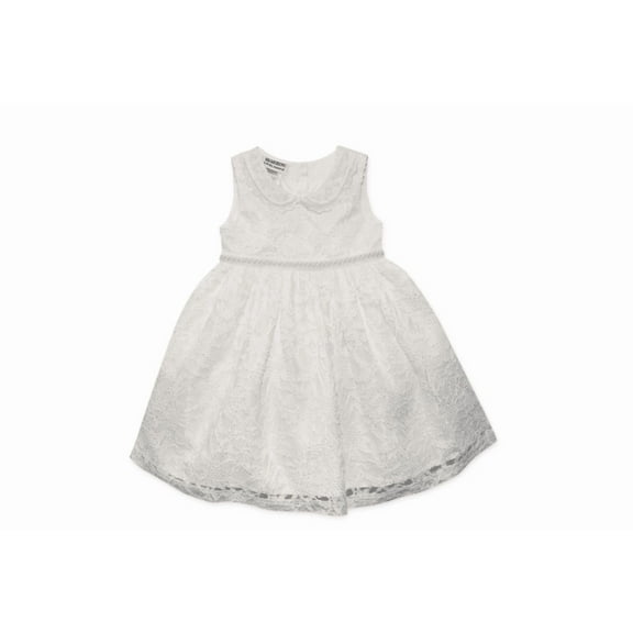 Blueberi Boulevard Baby Girls Embroidered Peter Pan Allover Lace Dress - Off White