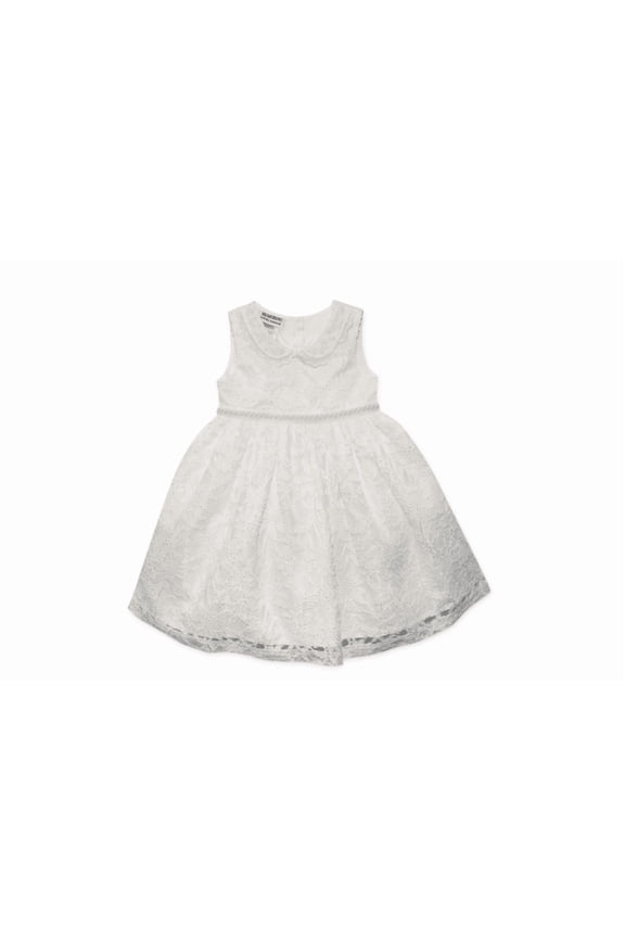 Baby Girls Embroidered Peter Pan Allover Lace Dress - Off White