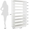 thumbnail image 2 of Tribesigns 8-Tier Acrylic Bookshelf, 63-Inch Modern Bookcase with Wood Shelves, Display Storage Rack for Living Room, Home Office, White & Transparent, 2 of 5