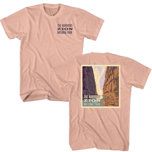 National Parks Zion Narrows Front Back Peach Adult T-Shirt
