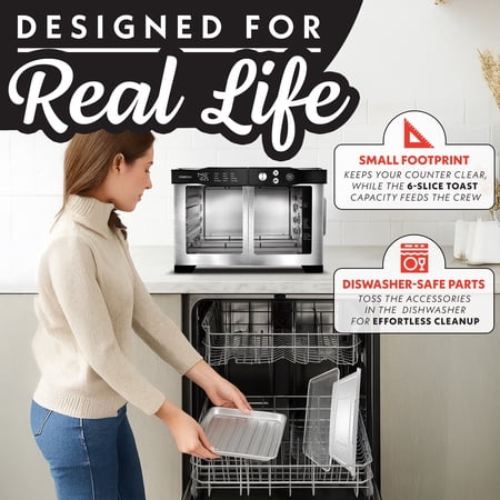 Gourmia French Door 6-Slice Digital Toaster Oven Air Fryer with Integrated Temperature Probe, 24L, Stainless Steel
