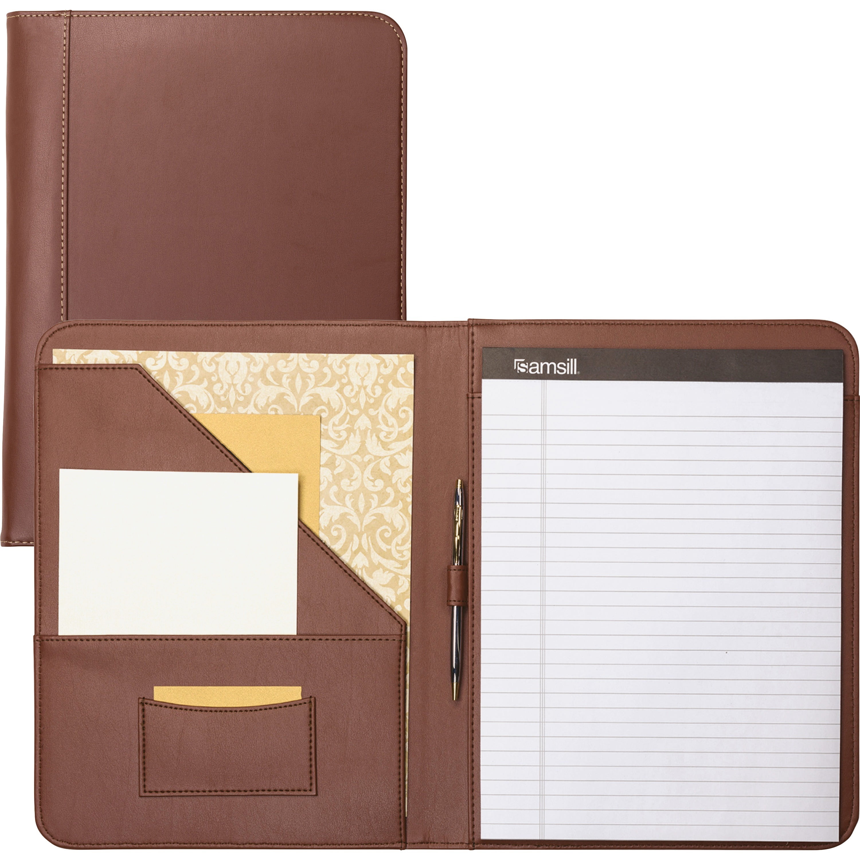 Contrast Stitch Tan Leather Padfolio