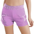 thumbnail image 3 of TiaoBug Girls Stars Rhinestones Dance Shorts Kids Elastic Waist Athletic Workout Gym Yoga Shorts Activewear Light Purple 10, 3 of 7