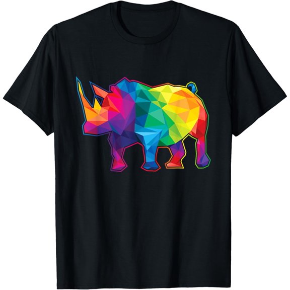 Polygonal Rhinoceros - Zoologist Rhino Safari Animal Lover T-Shirt men and women can wear, black, white, gifts