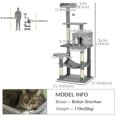 thumbnail image 3 of PawHut 56" Cat Tree, Cat Tower with Condo, Hammock, Sisal Scratching Posts, 3 of 10