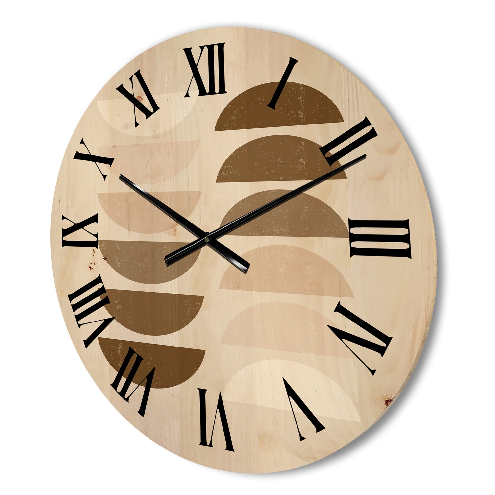 Designart 'Abstract Moon and Sun Geometrics In Terracotta II' Modern Wood Wall Clock