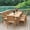 Bright Brown, variant on SUMMIT LIVING 7-Piece Acacia Wood Outdoor Patio Dining set with 6 Wooden Chairs (Weight Capacity 350 lbs) with Rattan Seat & Back and Acacia Wood Table