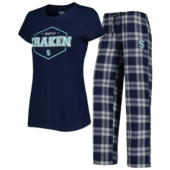 Women's Concepts Sport Deep Sea Blue/Gray Seattle Kraken Badge Top & Pants Sleep Set