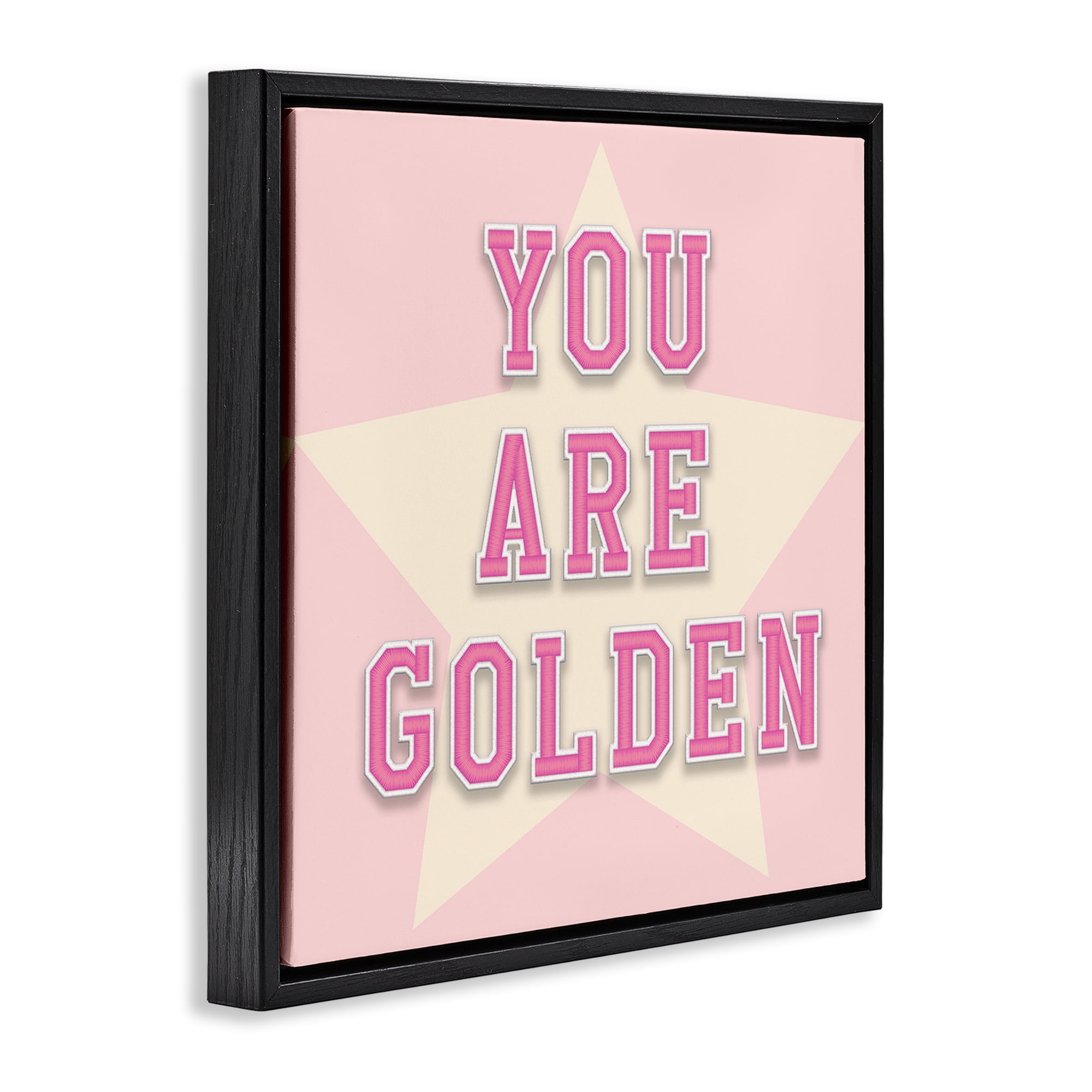 Stupell Industries You Are Golden Phrase Text & Numbers Painting Black Floater Framed Canvas Art Print Wall Art, 18 x 18