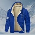 thumbnail image 2 of Mens Jesus Hoodies Christian Fleece Lined Zip Up Cross Thick Heavyweight Jackets Winter Warm Sky Blue S, 2 of 4