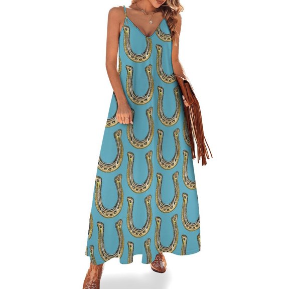 Horse Shoe Sleeveless Dress Loose Women's Dress Dresses Luxury Evening Dresses
