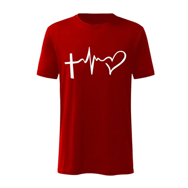 DPTALR T-shirt Imprimé d'Amour de Couleur Unie Décontracté à Manches Courtes Valentine