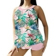 thumbnail image 2 of CALAFEBILA Girls Swimsuits Modest 2 Piece Tankini Hawaiian Backless Floral Print Bathing Suit, 2 of 4