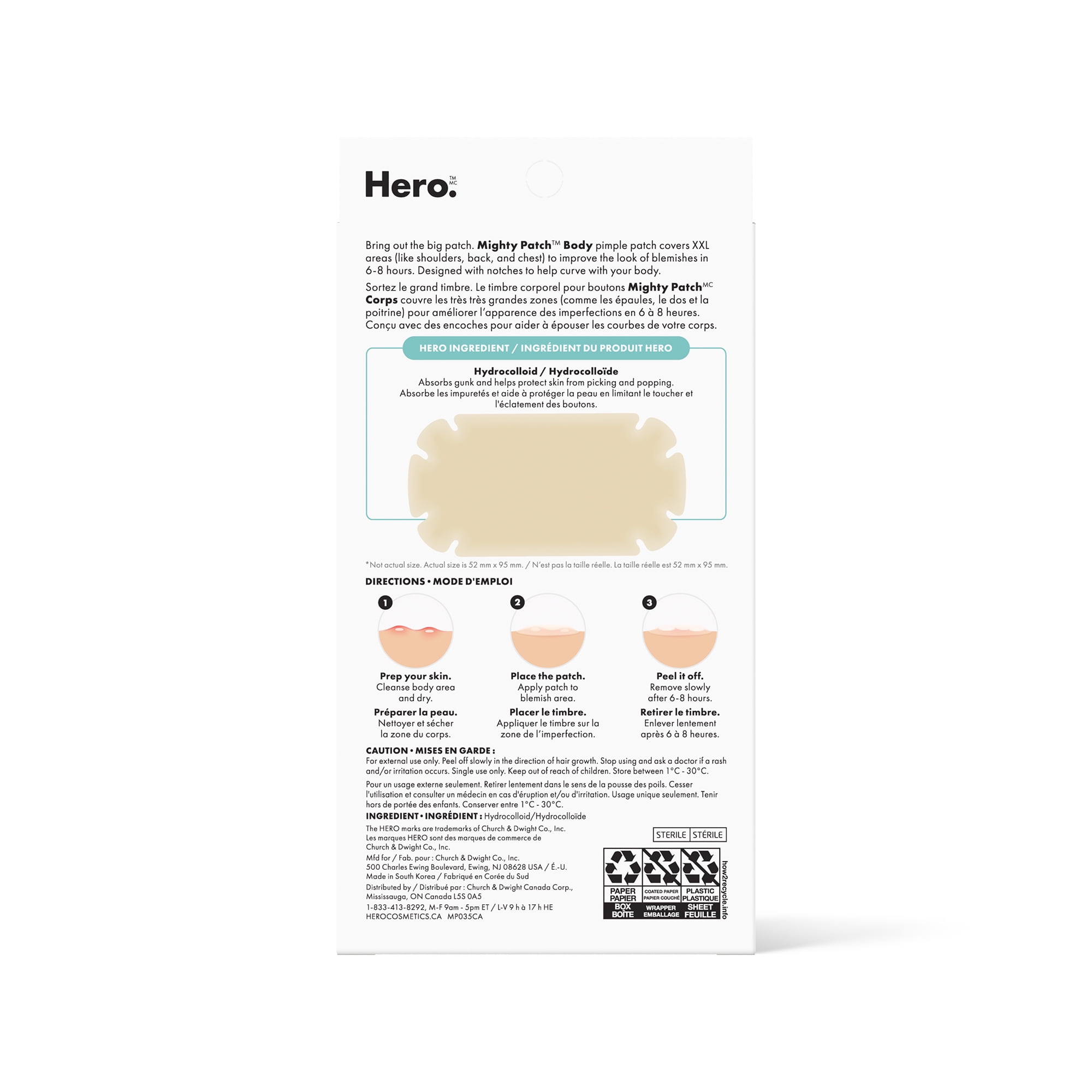Hero Cosmetics Mighty Patch Body – The Extra Large Hydrocolloid Patch for Pimples on XXL Areas, for Sensitive Skin, 4ct