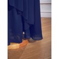 thumbnail image 6 of iixpin Kids Girls Cap Sleeve Chiffon Wedding Bridesmaid Dress V Neck Ruched Formal Gowns Navy Blue 8, 6 of 7