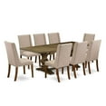 thumbnail image 2 of East West Furniture LAFL9-78-04 dining set- 9 Piece with Chairs Legs and Clay Color Linen Fabric 8 parson chairs and wood dining room table - Antique Walnut and Distressed Jacobean Finish, 2 of 6