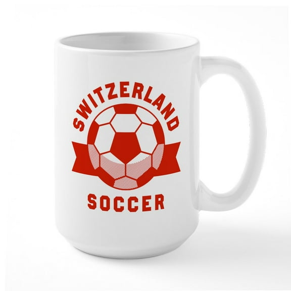 CafePress - Switzerland Soccer Mugs - 15 oz Ceramic Large White Novelty Mug