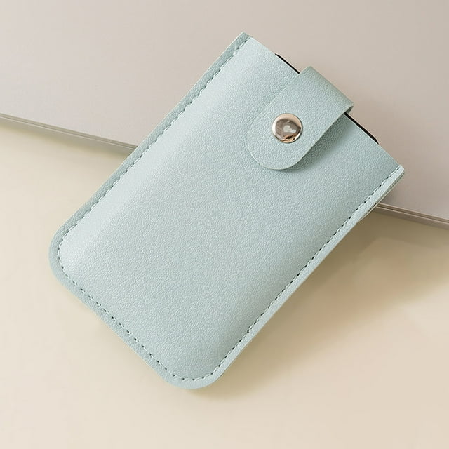 Card Wallet, Staron 2026 Slim Leather Pull-Out Card Holder, Snap Button Multi-Card Slot Business Card Storage Case for Cash, Blue