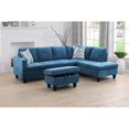 thumbnail image 5 of Starhome L Shaped Blue Couch with Ottoman(Pillows Included) Microfiber, 5 of 5