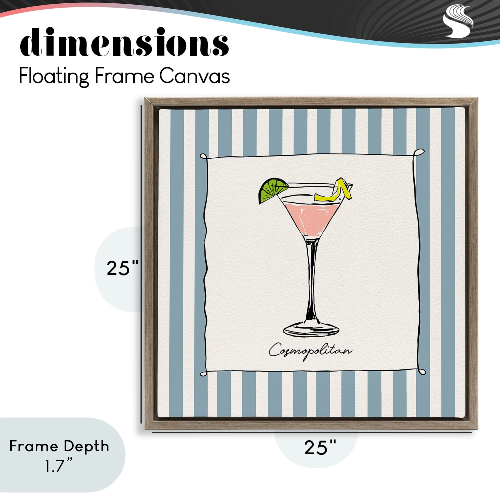 Stupell Industries Cosmopolitan Summer Stripes Brown Framed Floater Canvas Wall Art, design by Susan Jill