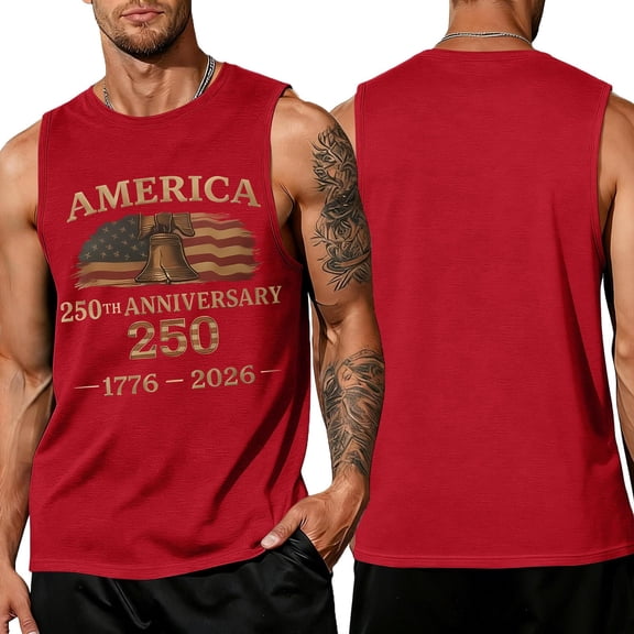 LNZGNM Men's American Flag Tank Tops Big and Tall Sleeveless Patriotic Shirt Muscle Graphic Tank Tops Casual Gym Tee Shirts,Red L