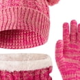 thumbnail image 5 of Sentuca Kids Winter Hat Gloves Scarf Set, Bear Ear Knit Beanie Hat Neck Warmer Gloves Boys Girls Warm Cold Weather Outdoor Accessories Size 3-12Y, 5 of 6