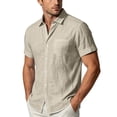 thumbnail image 4 of Avirosel Men's Cotton Short Sleeve Hawaiian Shirt Casual Loose Button Down Summer Beach Shirts with Pocket Khaki, 4 of 6