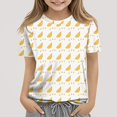 thumbnail image 2 of WTOBBY Toddler Boys and Girls Fruit Print Short Sleeve T-Shirt Top - Casual Kids Shirt with Round Neck for Summer Play, School, and Everyday Comfort,Yellow 120, 2 of 5
