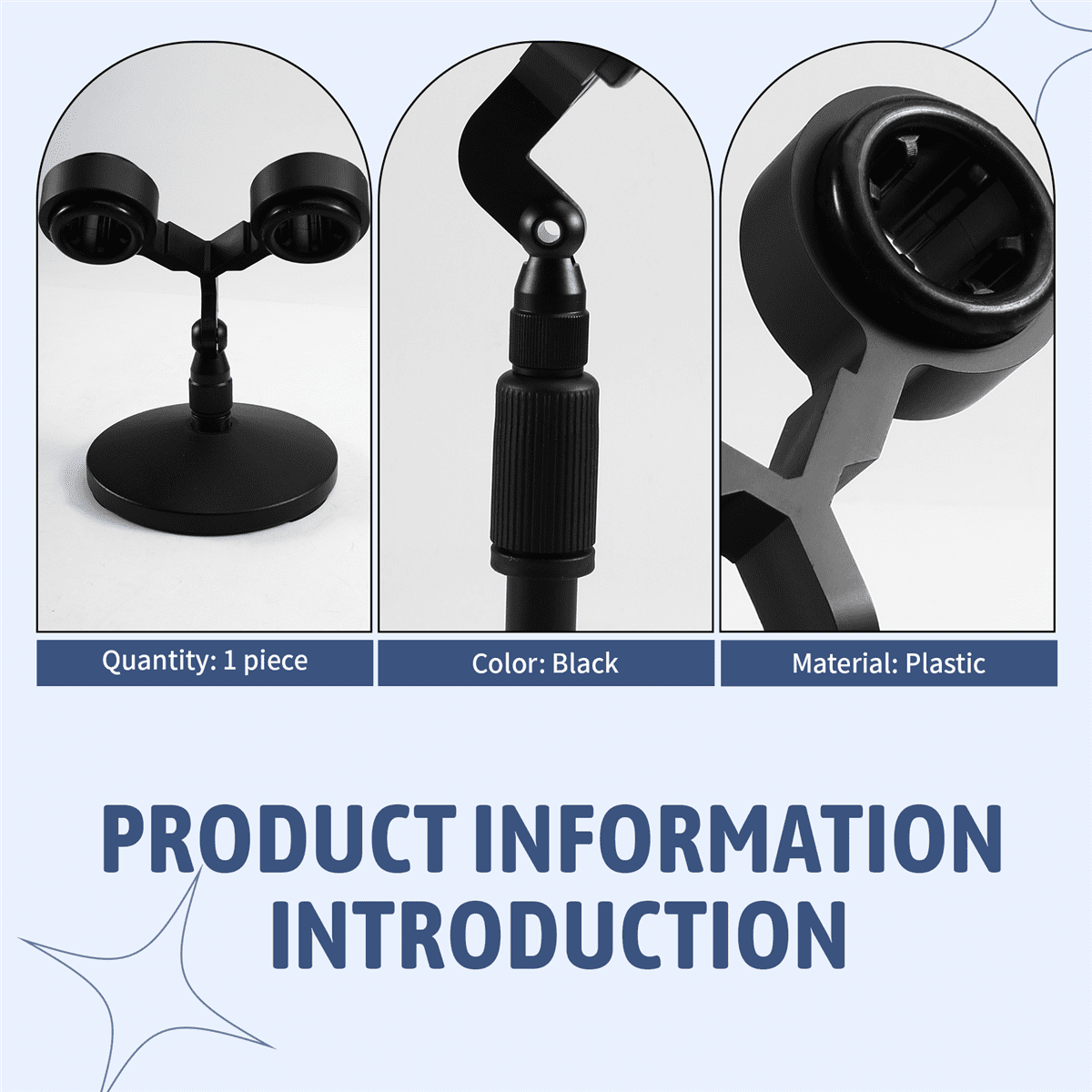 Dual Microphone Installation Kit Universal Stand Microphone Twin Support Microphone Shock Mount,1 x Dual Microphone Stand,Black