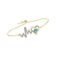 thumbnail image 2 of AFFY Heart Simulated Aquamarine & White Cubic Zirconia Heartbeat Bolo Bracelet 14k Yellow Gold Over Sterling Silver-8.5", 2 of 2