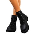 thumbnail image 4 of EKVAHL Women's Orthopedic Combat Walking Boots, Lace Up Platform Ankle Booties, Arch Support Lug Sole Outdoor Office Daily Casual Short Boots Black, 4 of 5