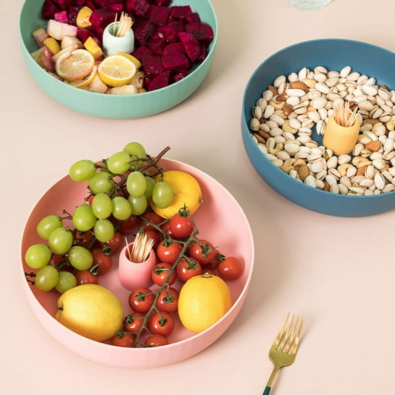 FRCOLOR 2Pcs Home Snacks Fruit Plate Snack Plates Pink Square PP Storage Modern European Style 10In