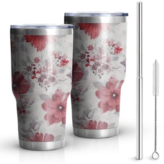 30oz Pioneer Flower Tumblers Stainless Steel Tumbler with Lid and Straw,Vacuum Insulated Double Wall Travel Tumbler Cups Mug with Cleaning Brush for Coffee,Tea
