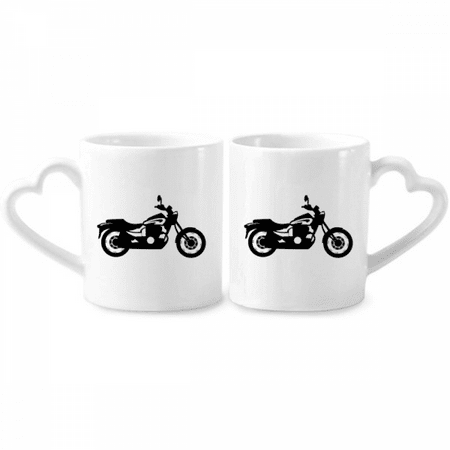 

Black Mechanical Motorcycle Illustration Couple Porcelain Mug Set Cerac Lover Cup Heart Handle