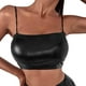 thumbnail image 1 of Camiseta sin mangas con tirantes y purpurina para mujer - Top corto sexy de charol - Poliéster, ropa informal para el día a día - Tallas US S-XL, color liso, estilo otoñal, 1 of 8