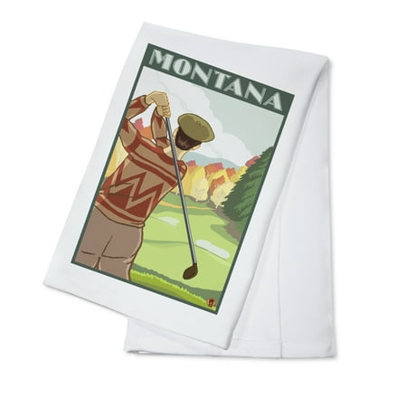 - Golfer Scene - Montana - LP Original Poster (100% Cotton Kitchen Towel)