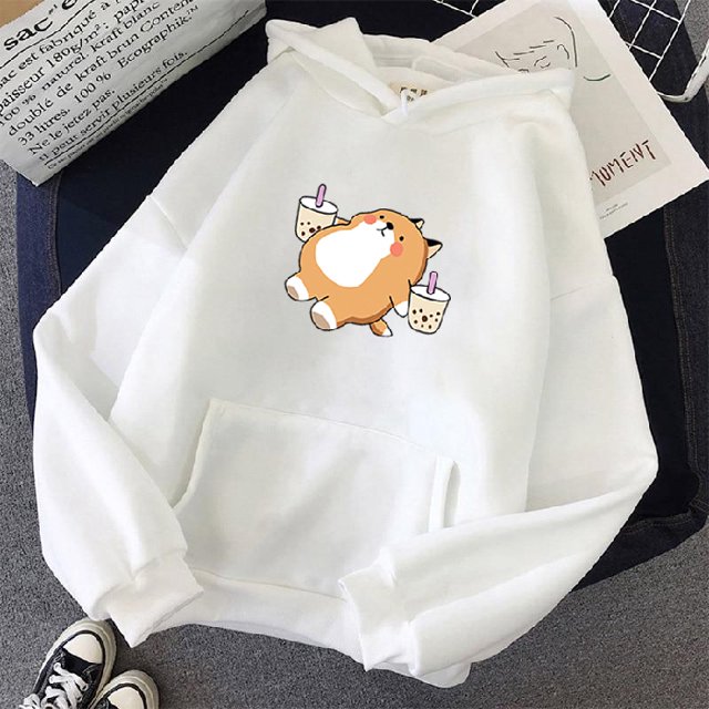 2021 mujer manga larga sudadera con capucha lindo perro impresión Chamarra suelta Casual suéter S ~ 3XLpangjing