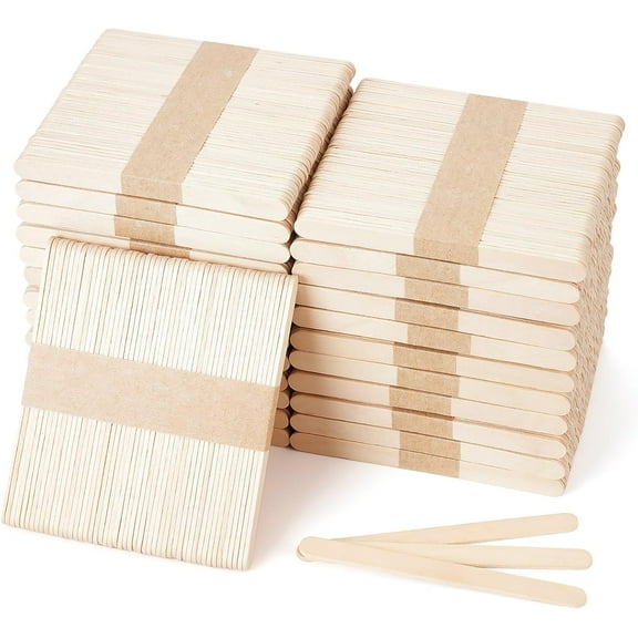 1200 Pieces Wooden Craft Sticks, 4.5 Inch Long Natural Wood Popsicle Ice Cream Sticks for DIY Wood Crafts, Hair Removal and Waxing Supplies, Paint Stirrer, Art Projects and Ice Pop Sticks