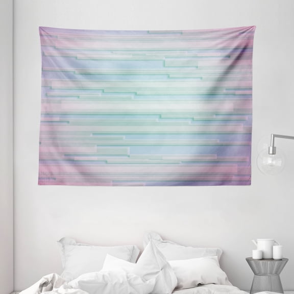 Modern Decor Tapestry, Fractal Abstract Minimalist Digital Futuristic Style Pattern Computer Art , Wall Hanging for Bedroom Living Room Dorm Decor, 80W X 60L Inches, Lilac Blue, by Ambesonne