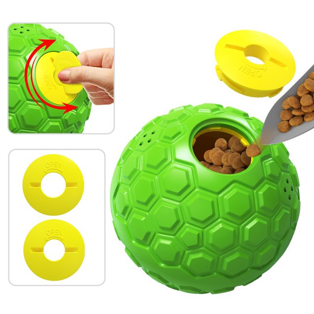 1 pieza de juguetes para perros con bola de risita, juguetes interactivos para masticar con dientes molares de perro chirriantes, velocidad de dispensación de alimentos ajustable para perros masticad JAMW Sencillez